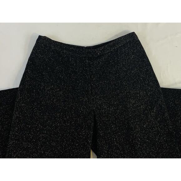 Anne Klein Black Gold Sparkle Straight Leg Wool Blend Trousers Sz 6 Sample Tag - Picture 2 of 7